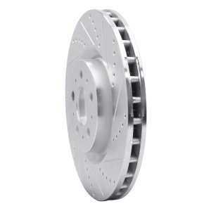 Volvo V70 Brake Rotor (1) - Front Right - R1 Concepts - Drilled & Slotted - Silver - `04-`07